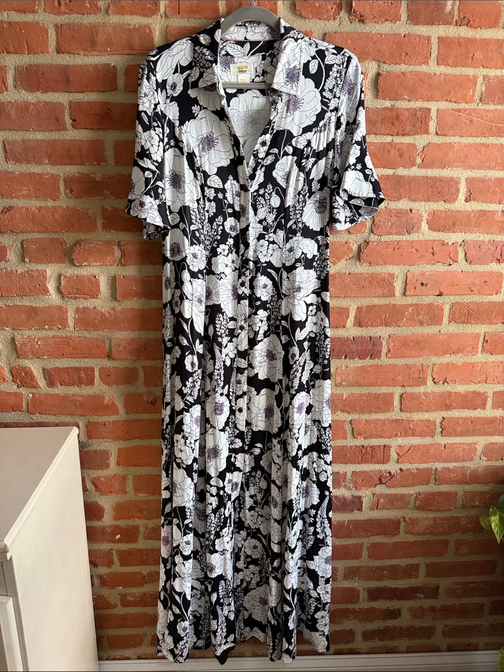 Maeve Black and White Floral Maxi Dress